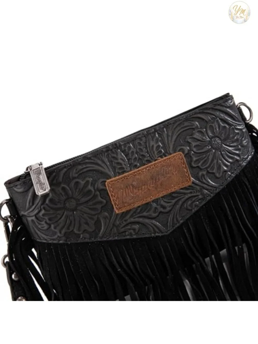 Faux Leather Fringe Crossbody Wristlet Purse with Detachable Strap